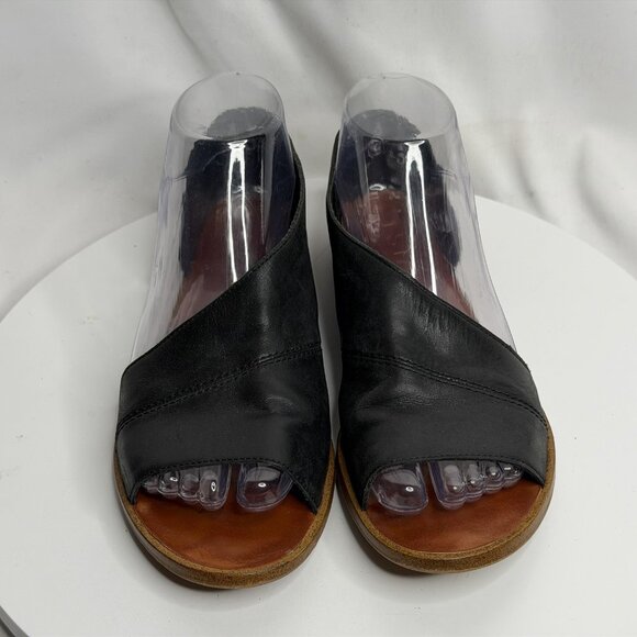 1.State Sandals Women’s Size 6.5 Black Celvin Leather D'Orsay Flat Open Toe - Picture 3 of 8